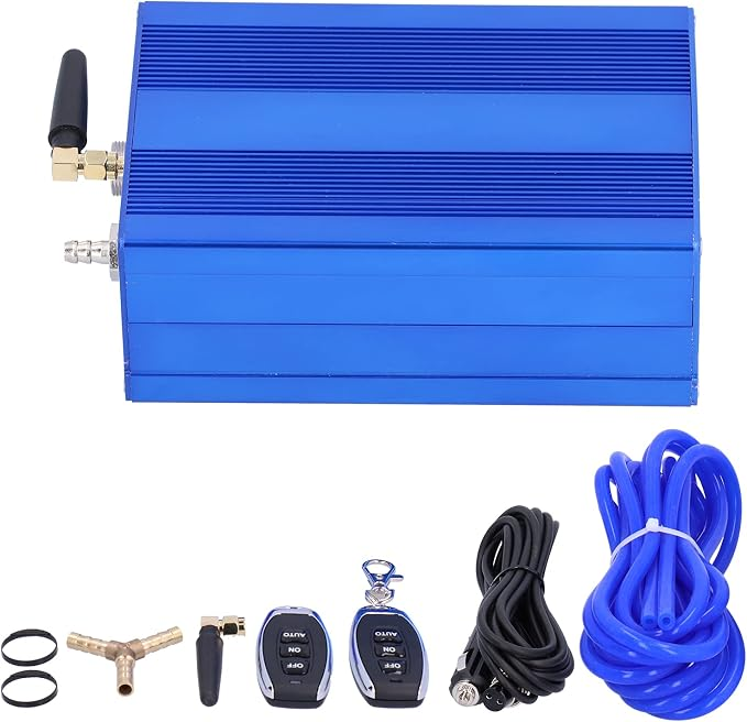Blue anodized VLVX valve control module with antenna, two remotes, wiring harness and vacuum lines