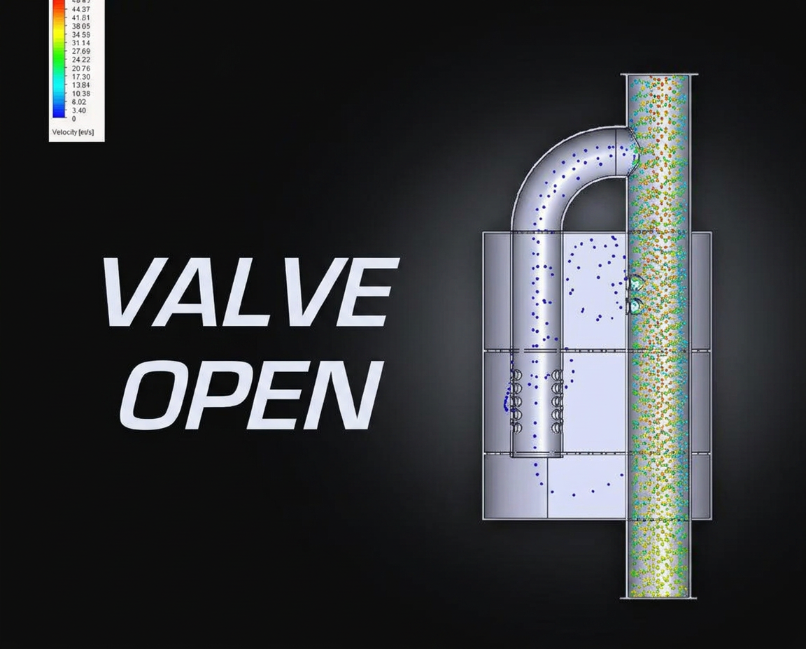 CFD flow simulation of a VLVX valved muffler with the valve open